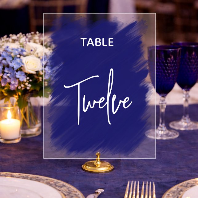 Stylish minimalist purple wedding table number acrylic sign (Creator Uploaded)