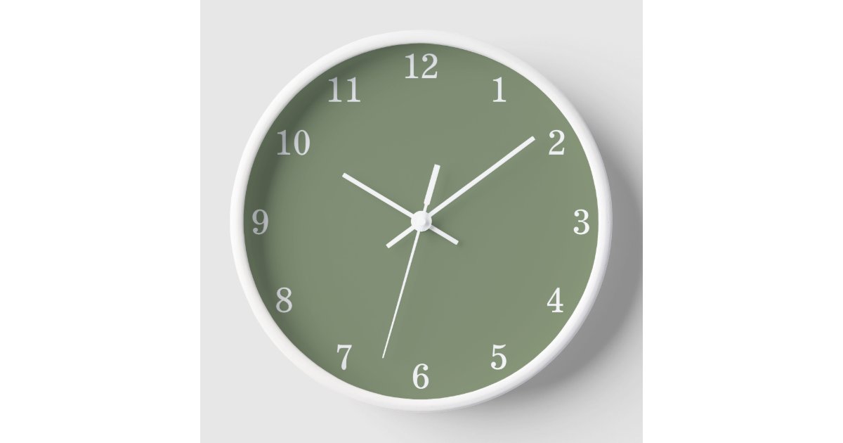 Stylish Minimalist Sage Green Wall Clock Zazzle