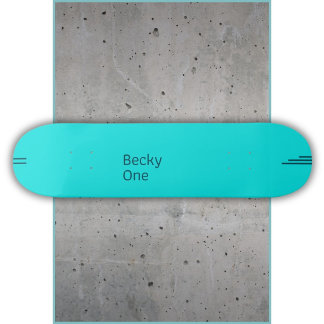 Stylish Minimalist Text Design on Teal Skateboard