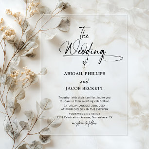 Stylish Minimalist Wedding Acrylic Invitations