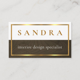 Stylish Minimalist Wood Timber Gold Frame Business Card