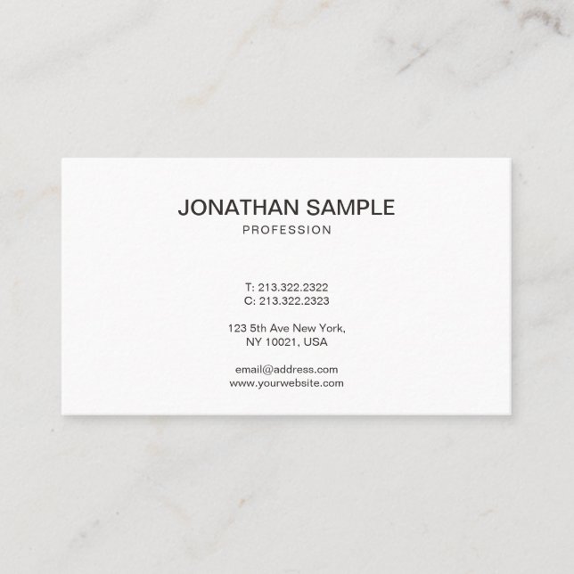 Stylish Minimalistic Design Modern Plain Trendy Business Card (Front)
