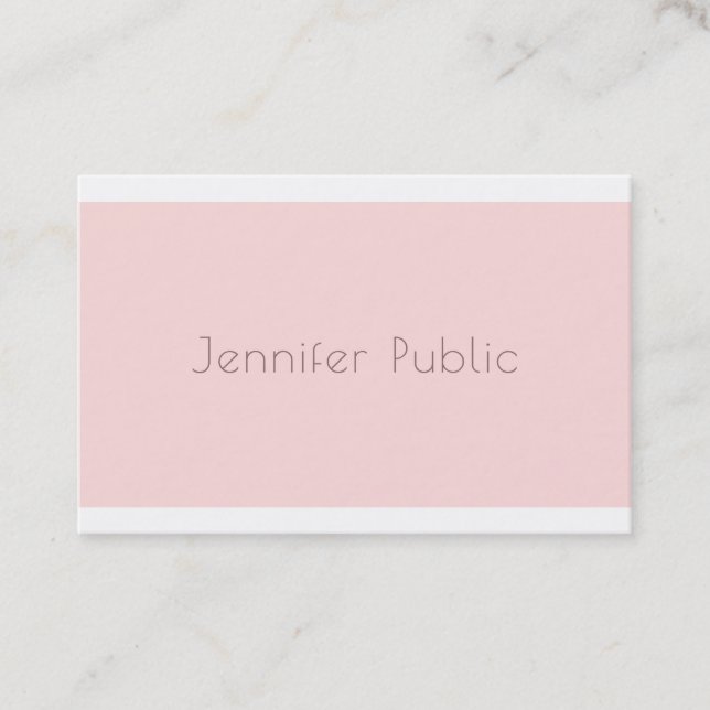 Stylish Minimalistic Modern Design Trendy Pink Business Card (Front)