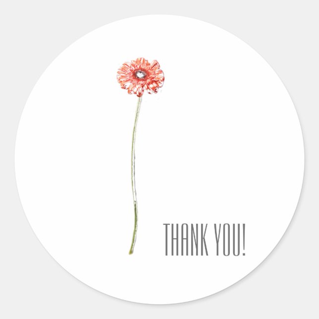Stylish Minimalistic Red Gerbera Flower Sticker (Front)