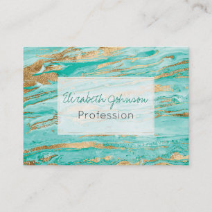 Stylish Mint Gold Abstract Marble Liquid Paint Business Card