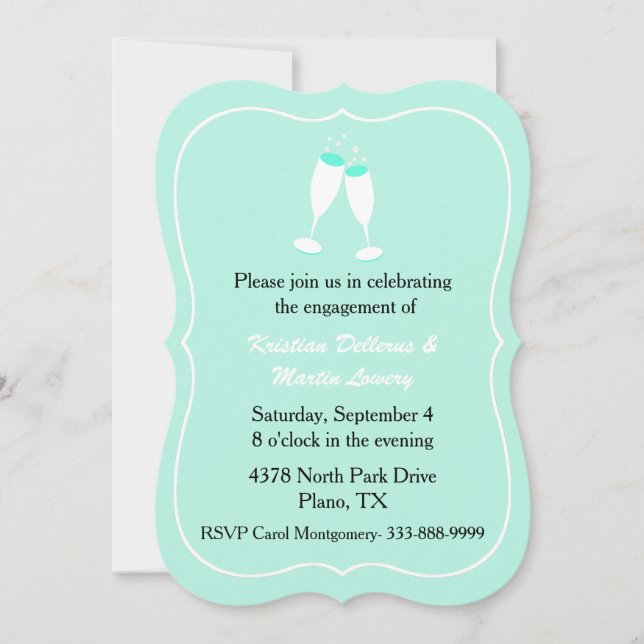 Stylish Mint Green Engagement Party Invitation (Front)