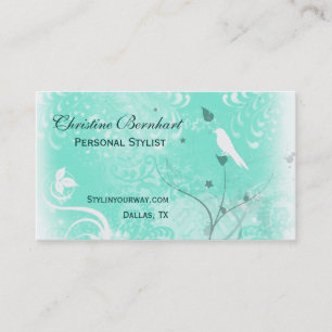 Stylish Mint Green Flourish Business Card