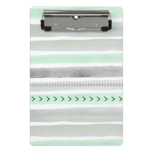 Stylish Mint Green Watercolor Stripes Design Mini Clipboard