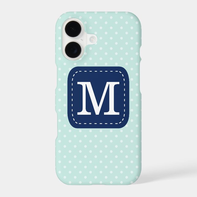 Stylish Mint Polka Dot Pattern Custom Monogram (Back)