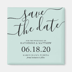 Stylish Mint Script Wedding Save the Date Magnet