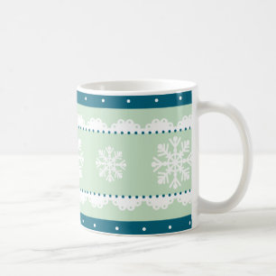 Stylish Mint Teal Blue White Christmas Pattern Coffee Mug