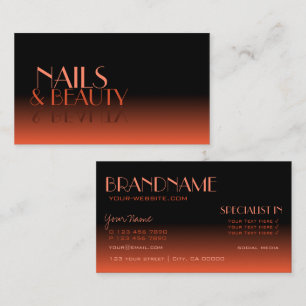 Stylish Mirror Font Classic Black Orange Gradient Business Card