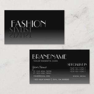 Stylish Mirror Font Classic Black White Gradient Business Card