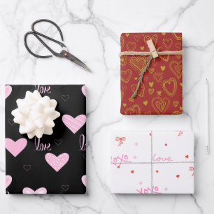Stylish Mixed Colour Valentine's Day Wrapping Paper Sheet