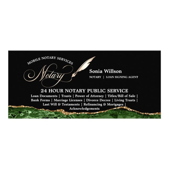 Stylish Mobile Notary & Loan Signing Agent Law Rack Card (Front)