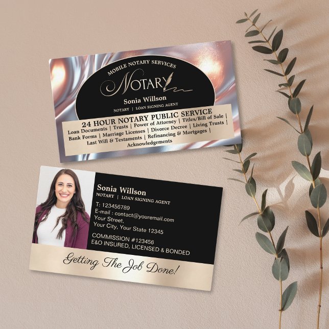 Stylish Mobile Notary & Loan Signing Agent Photo Business Card (Creator Uploaded)