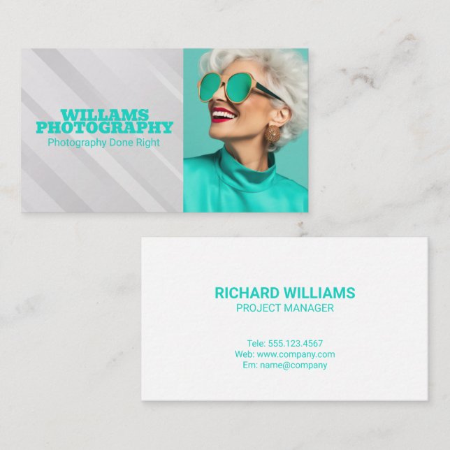 Stylish Model Smiling Business Card (Front/Back)
