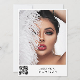 Stylish Modelling Comp Card 5 Photo QR Code White