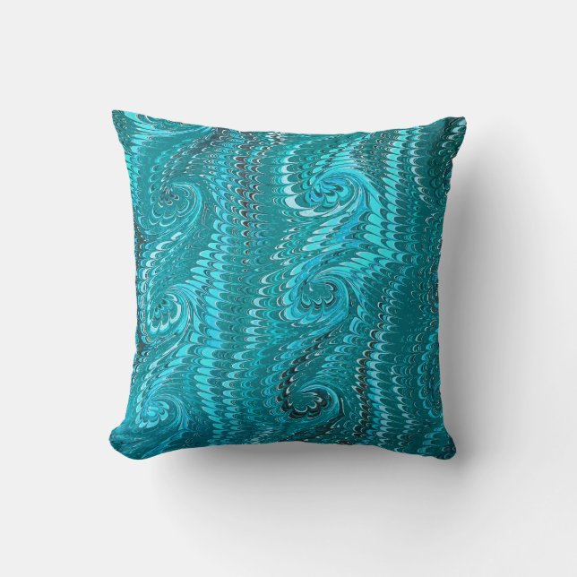 Stylish Modern Abstract Blue Swirls Marble Pattern Cushion (Front)