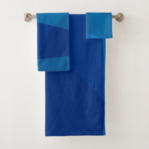 Stylish Modern Abstract Geometric Blue Bath Towel Set