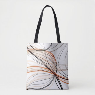 Stylish modern abstract swirling lines autumn tote bag
