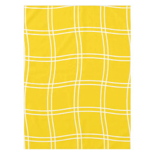 Stylish Modern Abstract Yellow Grid Lines Pattern Tablecloth