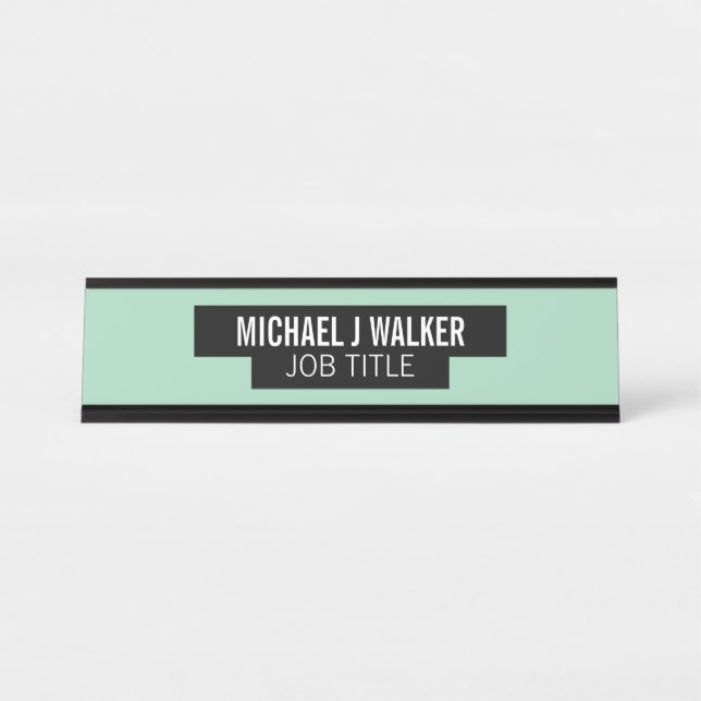 Stylish & Modern - Any Color - Bordered Desk Name Plate (Front)
