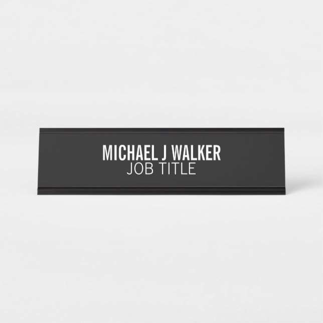 Stylish & Modern - Any Color - Professional Desk Name Plate (Front)
