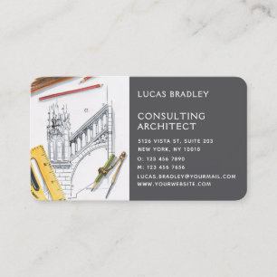 Stylish Modern Architect Engineering Construction Business Card