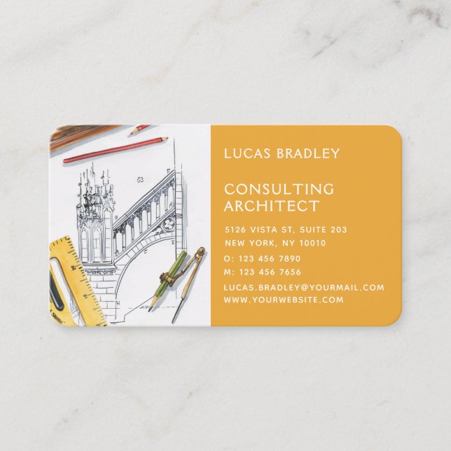Stylish Modern Architect Engineering Construction Business Card (Front)