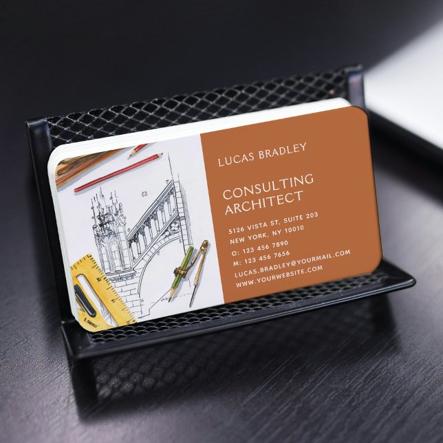 Stylish Modern Architect Engineering Construction Business Card (Creator Uploaded)