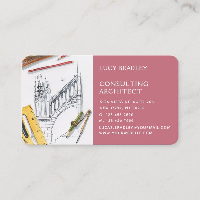 Stylish Modern Architect Engineering Construction Business Card (Front)