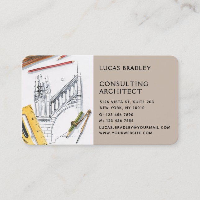 Stylish Modern Architect Engineering Construction Business Card (Front)