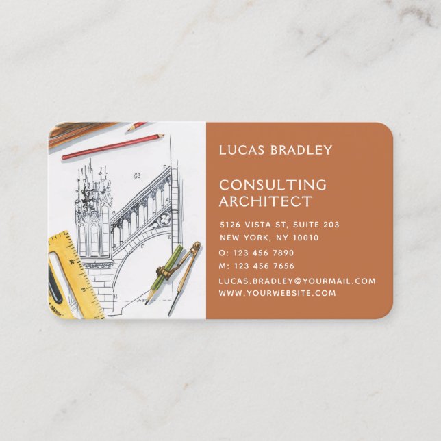 Stylish Modern Architect Engineering Construction Business Card (Front)