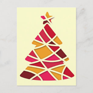 Stylish modern art Christmas tree Holiday Postcard