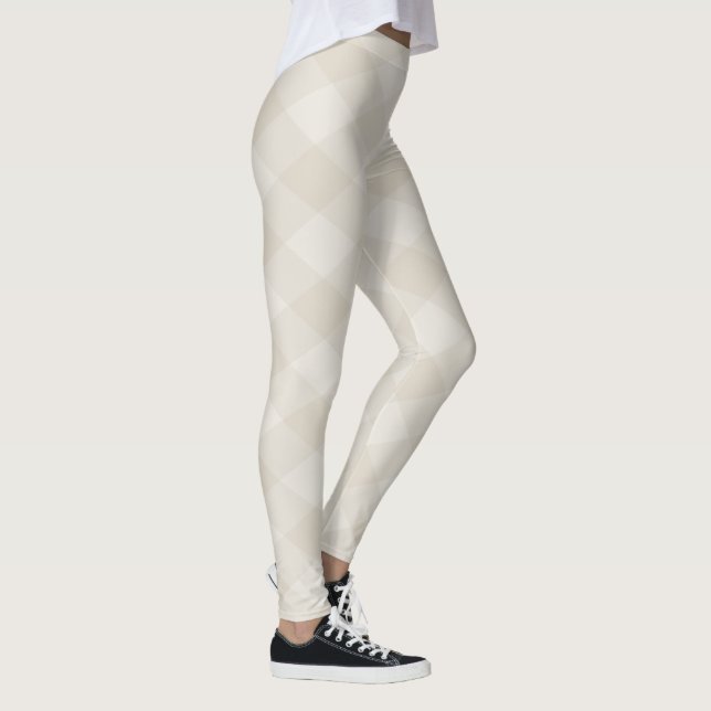 Stylish Modern Beige Offwhite Argyle Pattern Leggings (Right)