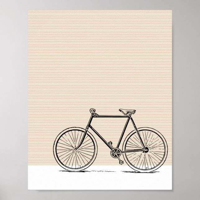Stylish Modern Bike Bicycle Line Art Drawing Poster (Front)