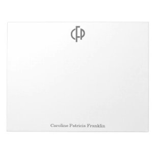 Stylish Modern Black Geometric Monogram Initials Notepad