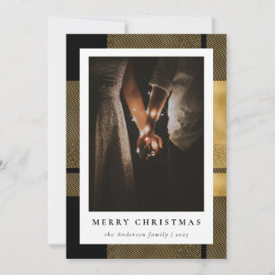 Stylish Modern Black Gold Christmas Family Photo Holiday Card