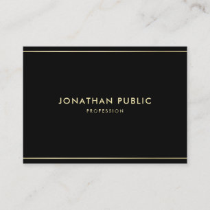 Stylish Modern Black Gold Luxury Cool Simple Plain Business Card