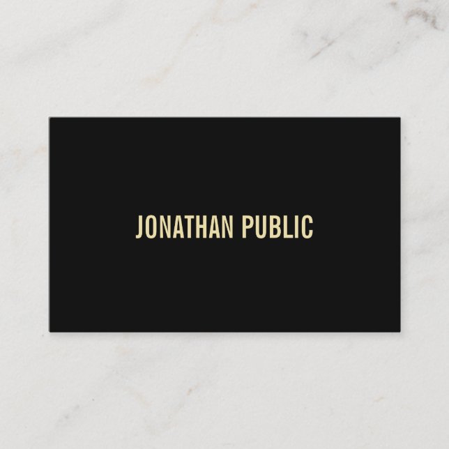 Stylish Modern Black Gold Text Professional Luxury Business Card (Front)