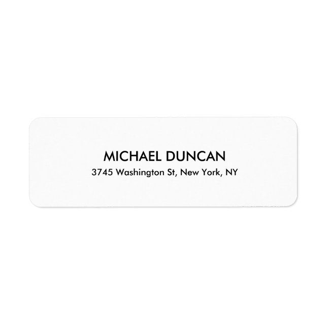 Stylish Modern Black & White Professional Personal Return Address Label (Front)