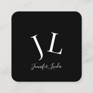 Stylish modern black white rounded  square business card