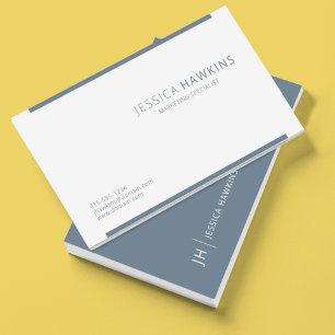 Stylish Modern Block Dusty Blue Professional Business Card