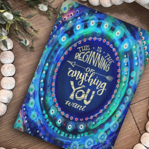 Stylish Modern Blue Beginning of Anything You Want Card