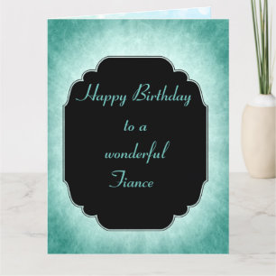 Stylish modern blue Happy Birthday Fiancé Card