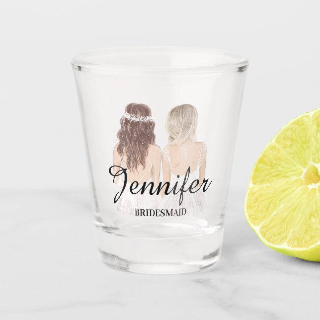 stylish modern bridesmaid Personalised  Shot Glass (Front)