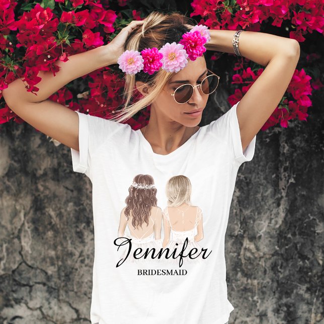 stylish modern bridesmaid Personalised wedding T-Shirt (Creator Uploaded)