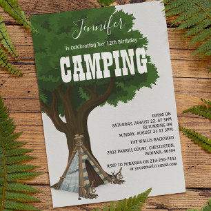 Stylish Modern Camping Birthday Party Invitation