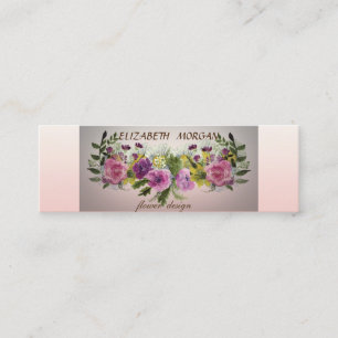 Stylish Modern Chic Watercolor Flowers Mini Business Card